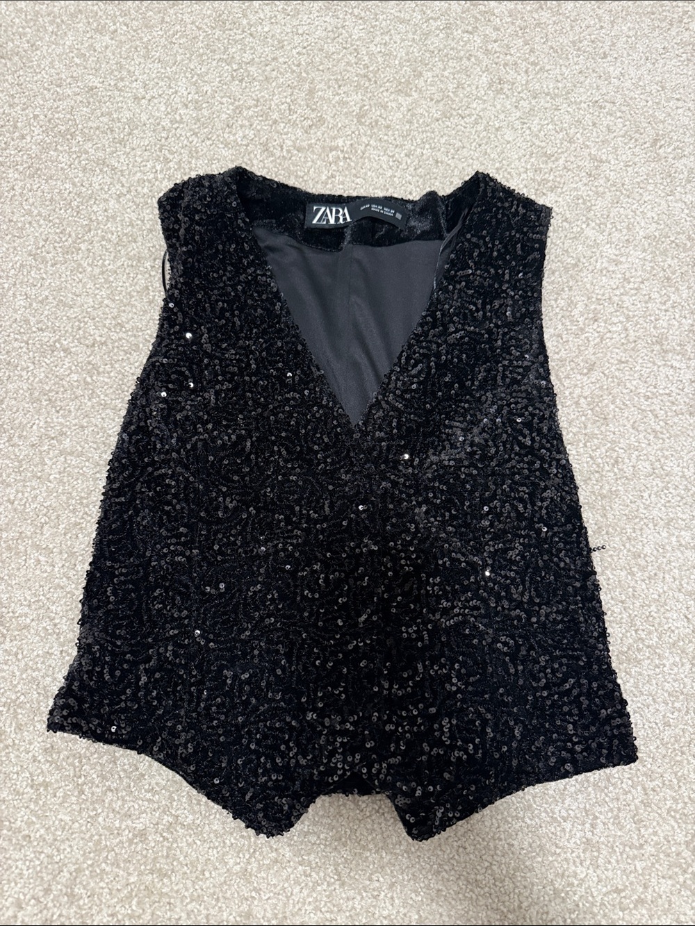 Zara Black Sequin V-Neck vest